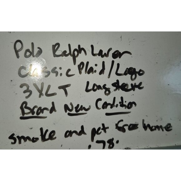 Ralph Lauren Mens 3XLT Classic Fit Button-Down Plaid Shirt Navy/Yellow - Picture 10 of 10